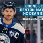 Boone Jenner, Denton Mateychuk & Head Coach Dean Evason, Blue Jackets vs. Capitals | Postgame Media
