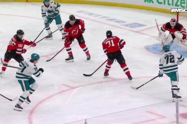 William Eklund scores a powerplay goal against the New Jersey Devils