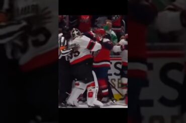 Goalie Brawl 🥊 Linus Ullmark vs Charlie Lindgren #hockey #nhl