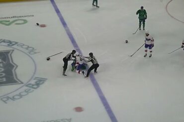 Laval Rocket's Florian Xhekaj and Abbotsford Canucks' Chase Stillman get into a fight 10/18/25