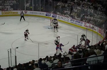 Ryan Schmelzer of the Utica Comets scores again vs. Laval Rocket in game 1 of Calder Cup playoffs