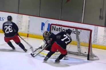Goaltender Elvis Merzlikins 2015 Columbus Blue Jackets Development Camp Drill