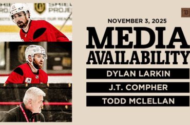 Dylan Larkin, JT Compher, Todd McLellan Practice Media | Nov. 3, 2025
