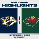 NHL Highlights | Predators vs. Wild - November 4, 2025