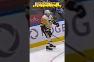 Malkin has hockey IQ 1000 👀(Tells Rust to move the broken stick)