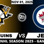 PITTSBURGH PENGUINS VS WINNIPEG JETS LIVE 🏒 NHL Play-by-Play & Scoreboard | 2025 Season