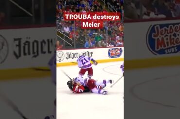 Jacob Trouba absolutely destroys Timo Meier #shorts #nhl #hockey #trouba