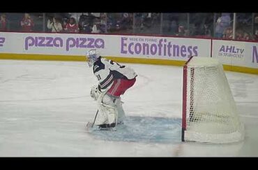 Hartford Wolf Pack goalie Dylan Garand warms up 11/7/25