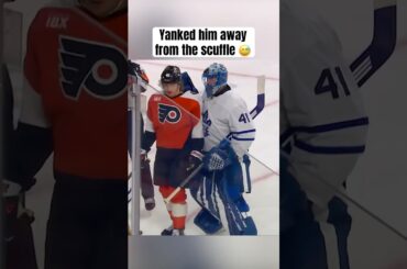 Anthony Stolarz looking out for Trevor Zegras 😂