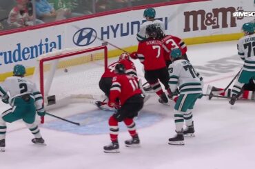 Connor Brown scores a goal against the San Jose Sharks