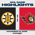 NHL Highlights | Bruins vs. Senators - November 13, 2025