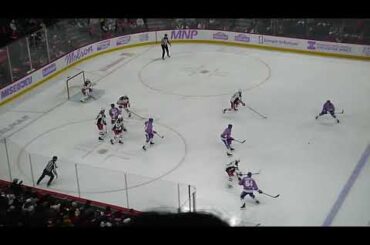 Hartford Wolf Pack's Dylan Garand makes a great save vs. Laval Rocket's Jared Davidson 11/7/25