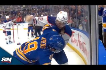 Oilers And Sabres Clash After Jake Walman Fires Late Shot At End Of Second Period