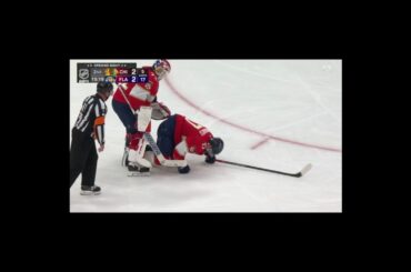 Evan Rodrigues is helped off the ice after taking a puck to the side of the knee #nhl