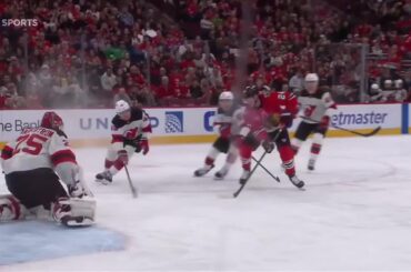 Sam Lafferty scores a goal against the New Jersey Devils