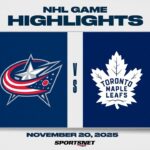 NHL Highlights | Blue Jackets vs. Maple Leafs - November 20, 2025