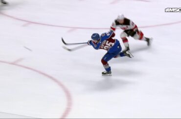 Victor Olofsson scores a goal against the New Jersey Devils