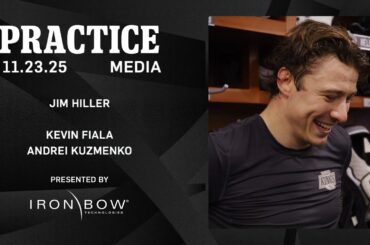 MEDIA: Kevin Fiala, Andrei Kuzmenko, and Jim Hiller | Practice in El Segundo