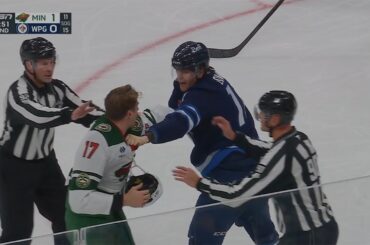 Adam Lowry Drops 🥊 Gloves 🥊 With Marcus Foligno