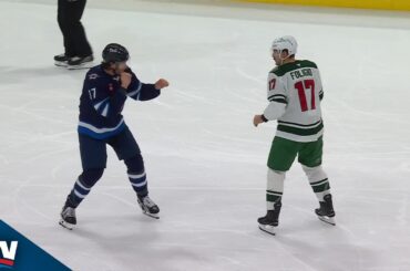 Jets' Adam Lowry Outlasts Wild's Marcus Foligno In Spirited Tilt