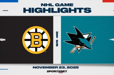 NHL Highlights | Bruins vs. Sharks - November 23, 2025