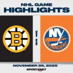 NHL Highlights | Bruins vs. Islanders - November 26, 2025