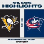 NHL Highlights | Penguins vs. Blue Jackets - November 28, 2025