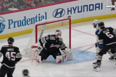 Cam Fowler scores a goal against the New Jersey Devils