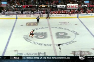 Jakub Voracek penalty shot on Cory Schneider NJ Devils vs Philadelphia Flyers 9/24/13 NHL Hockey