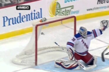 Michael Del Zotto Scores By Batting Puck Out of Mid Air (Rangers vs, Devils - 3/19/13) HD