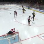 Morgan Geekie scores a goal against the New Jersey Devils