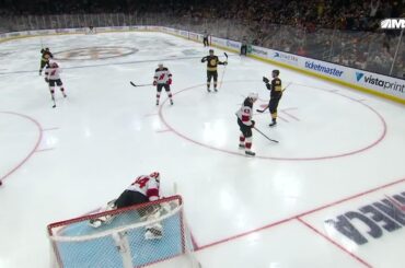 Morgan Geekie scores a goal against the New Jersey Devils