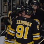 Fraser Minten scores a goal against the New Jersey Devils