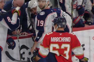 Brad Marchand Tries to Listen in on Columbus Timeout