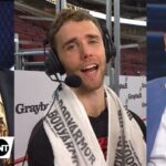 Spencer Knight Hits a 6-7 With Biz After Shutout Win 😂 | NHL on TNT