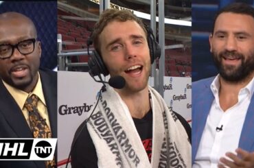 Spencer Knight Hits a 6-7 With Biz After Shutout Win 😂 | NHL on TNT