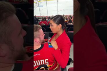 NHL Reporter Visits Scotiabank Saddledome to Interview Fans #nhl #nhlhighlights #flames #funnyshorts
