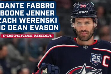 Dante Fabbro, Boone Jenner, Zach Werenski and HC Dean Evason - CBJ vs. Senators | Postgame Media