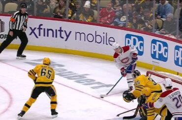 Caufield from WAY BELOW the goal line