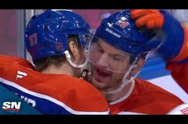 Oilers' Connor McDavid Sets Up Zach Hyman Goal With No-Look Between-The-Legs Feed