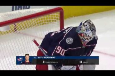 Elvis Merzlikins Great Saves in Relief vs. Oilers (Oct. 30, 2019)