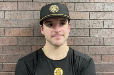 Wolanin speaks with the media following a 4-3 overtime win at Springfield