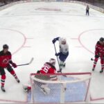 Zeev Buium scores a powerplay goal against the New Jersey Devils