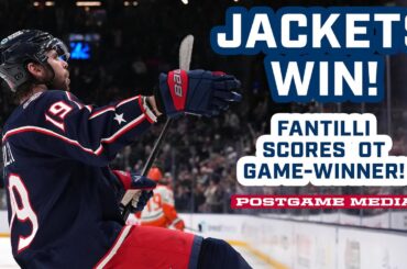 BLUE JACKETS WIN! Adam Fantilli Scores the Overtime Game Winner Over the Ducks! 💥🦆| Postgame Media
