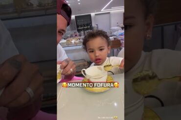 MOMENTO FOFURA! NEYMAR e sua filha MAVIE tomando um café da tarde 😍😍 #shorts