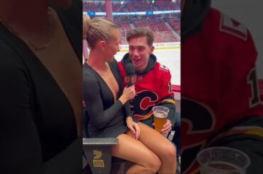 NHL Reporter Visits Scotiabank Saddledome to Interview Fans #nhl #nhlhighlights #flames #funnyshorts