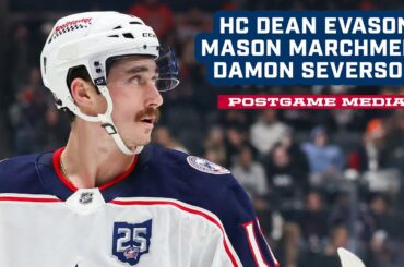 Head Coach Dean Evason, Mason Marchment and Damon Severson - Blue Jackets @ Ducks | Postgame Media