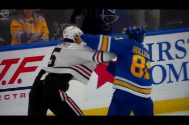NHL hockey fight - Dylan Holloway(Blues) vs. Connor Murphy(Blackhawks)