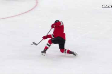 Simon Nemec scores a goal against the New York Islanders