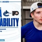 Drew O'Connor & Head Coach Adam Foote Post-Game Media | Canucks at Flyers (Dec 22, 2025)